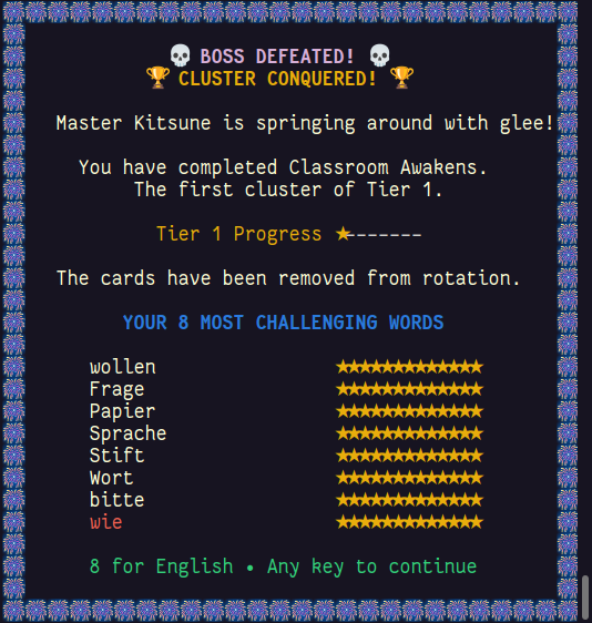 Boss Defeated Victory Screen